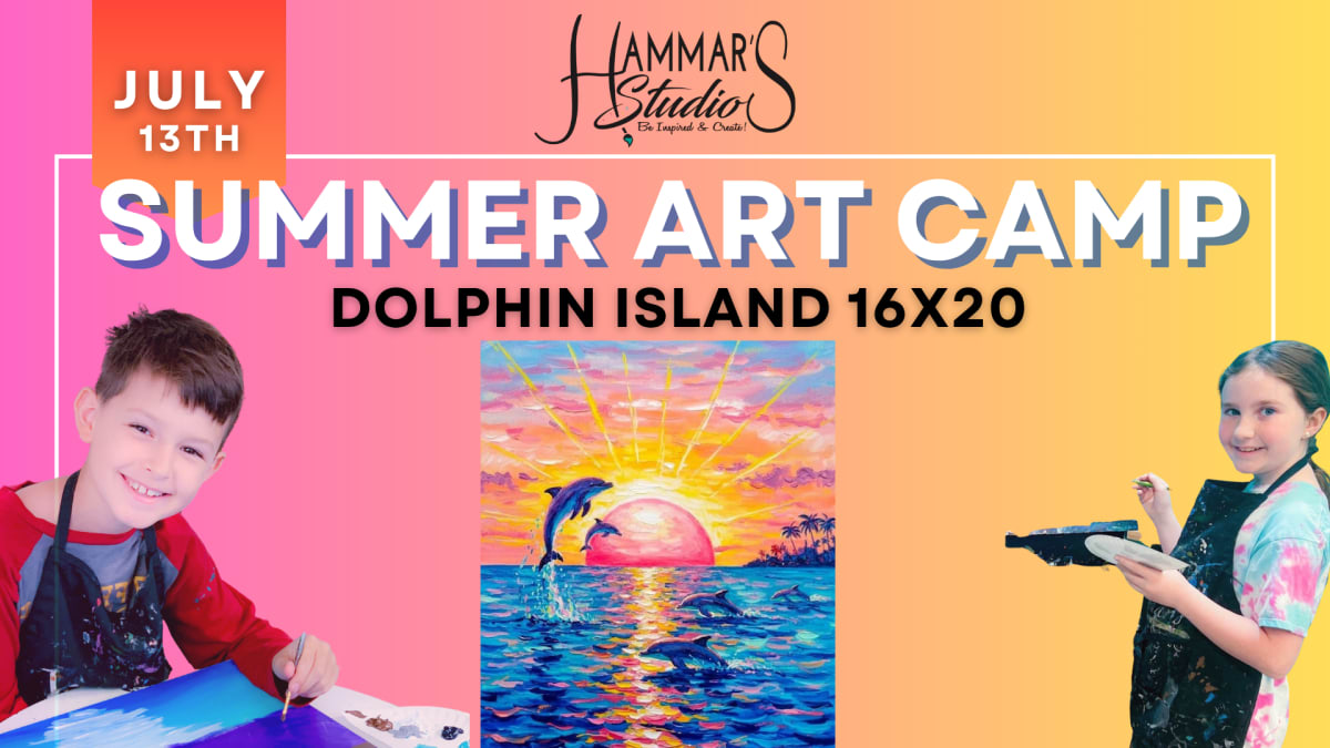 🌺 Summer Art Camp: Dolphin Island 16x20🌴🐚Jul 13th Photo