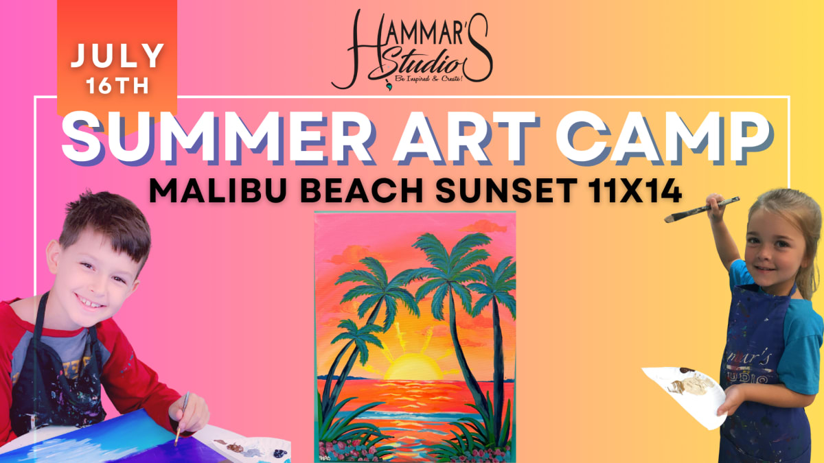 🌈Summer Art Camp: Malibu Beach Sunset 11x14☀️🌺Jul 16th Photo
