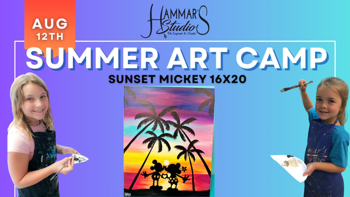 🏰 Summer Art Camp: Sunset Mickey 16x20☀️🌴 Aug 12th Photo