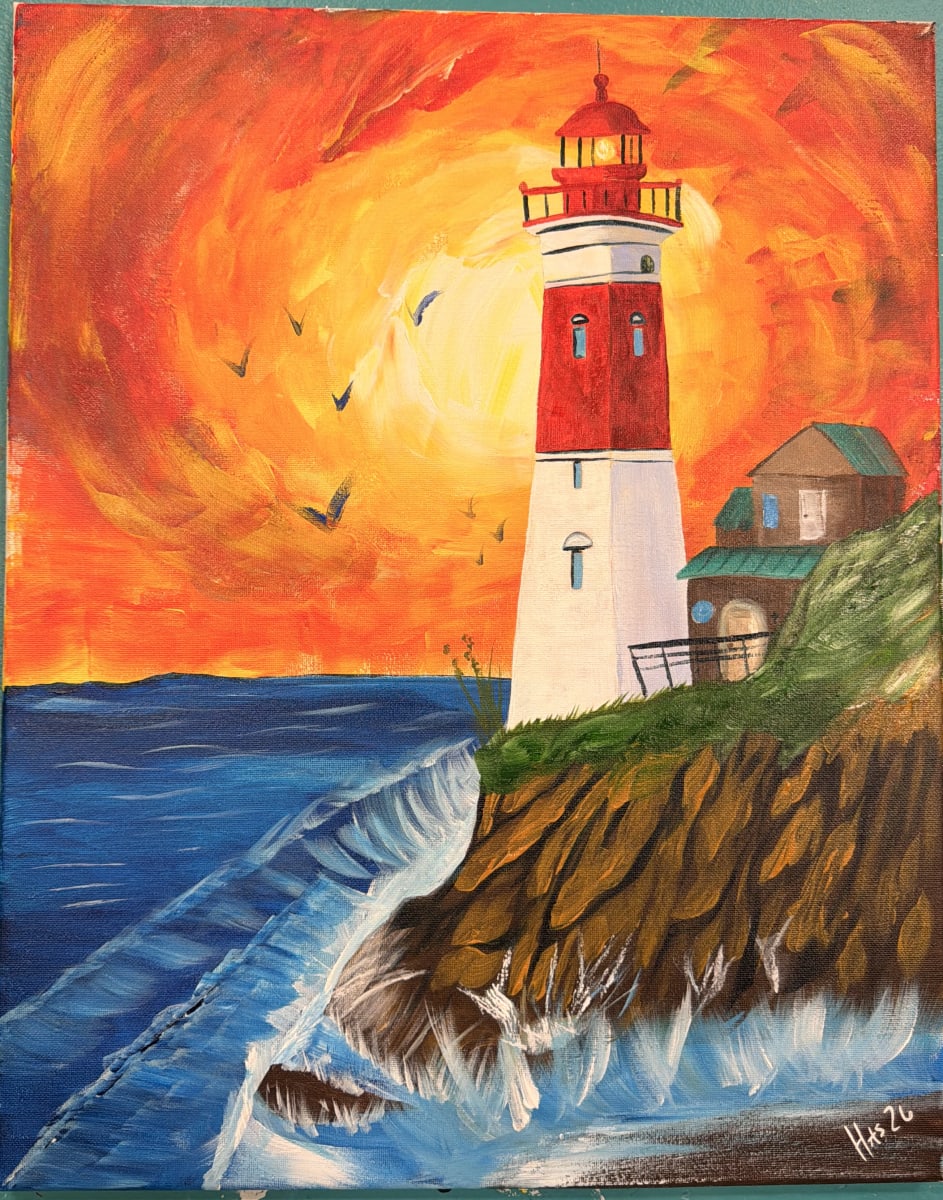 🛻 Summer Art Camp: Cape Cod Lighthouse 16 x 20 🌲🚙 Aug 17th Photo