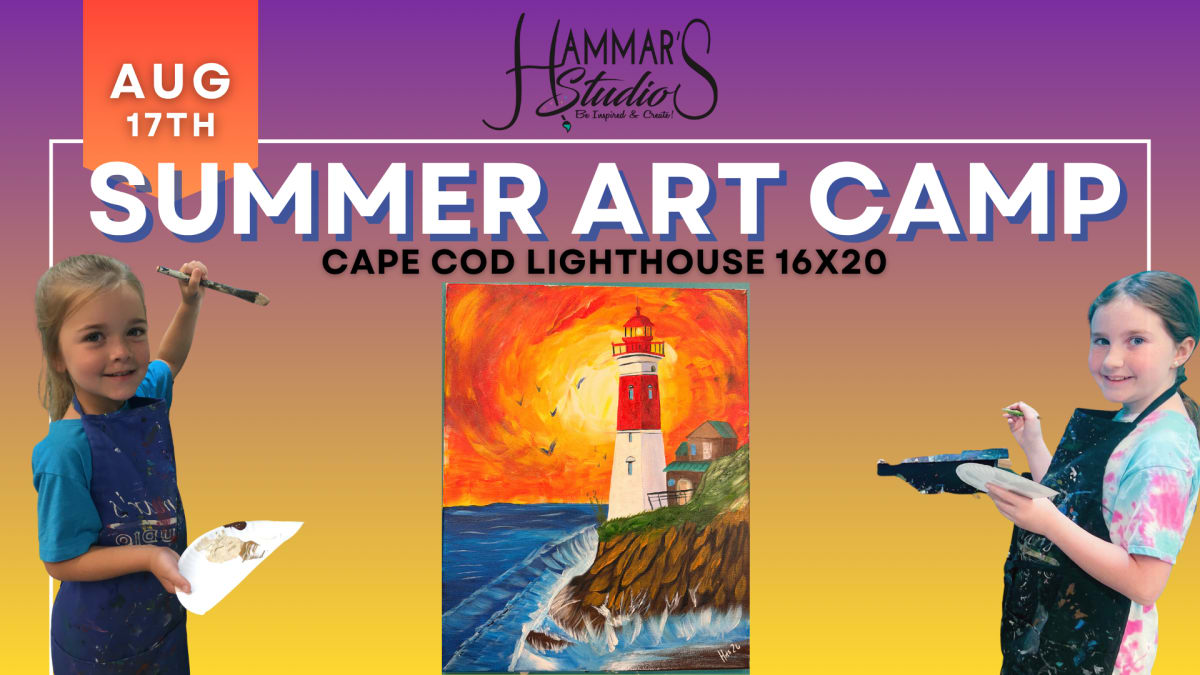 🛻 Summer Art Camp: Cape Cod Lighthouse 16 x 20 🌲🚙 Aug 17th Photo