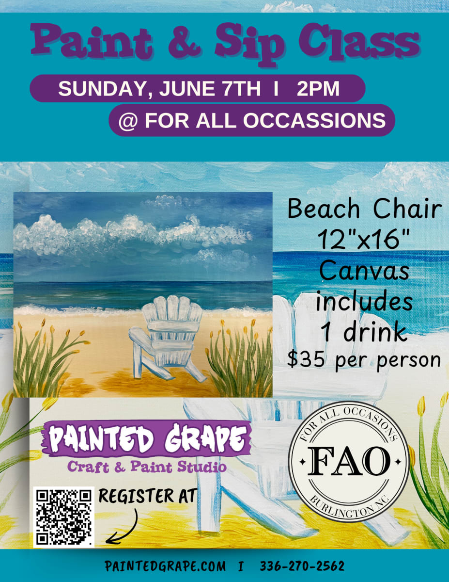 For All Occassions Beach Chair - Canvas Paint & Sip Class Photo