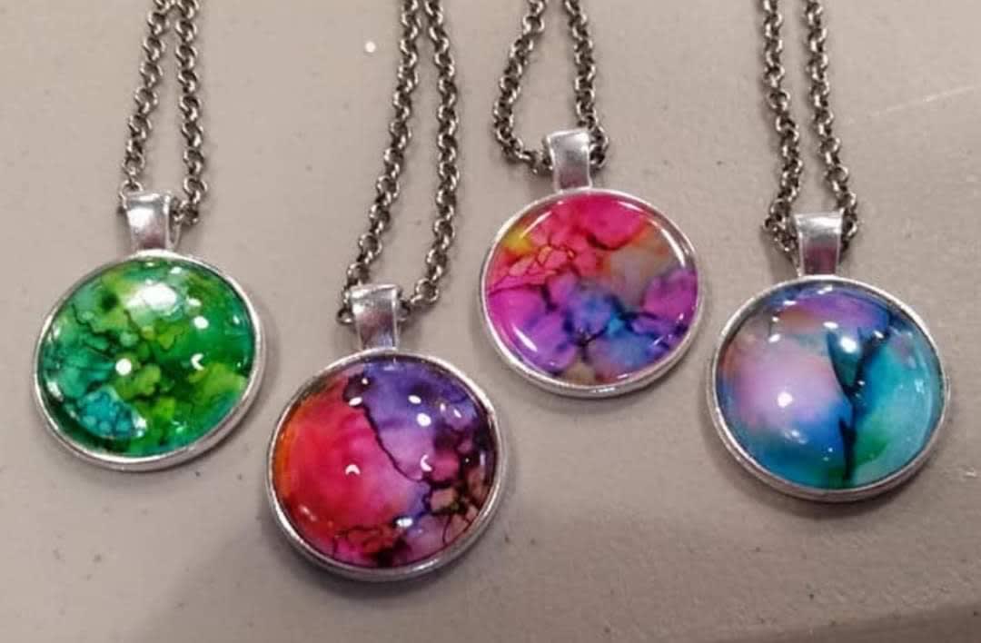 Alcohol Ink Pendant Necklaces Photo
