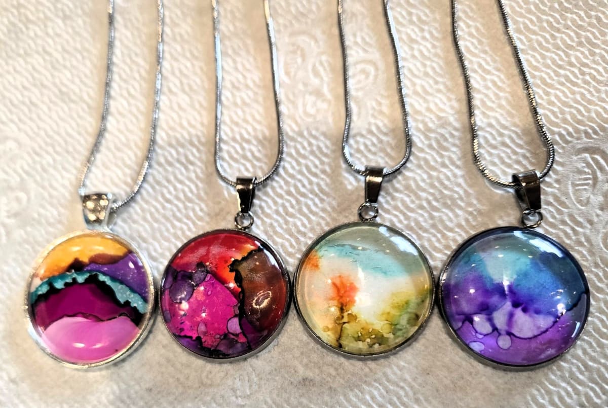 Alcohol Ink Pendant Necklaces Photo