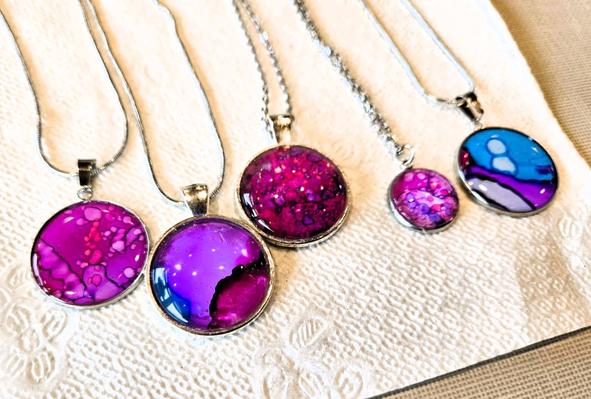 Alcohol Ink Pendant Necklaces Photo