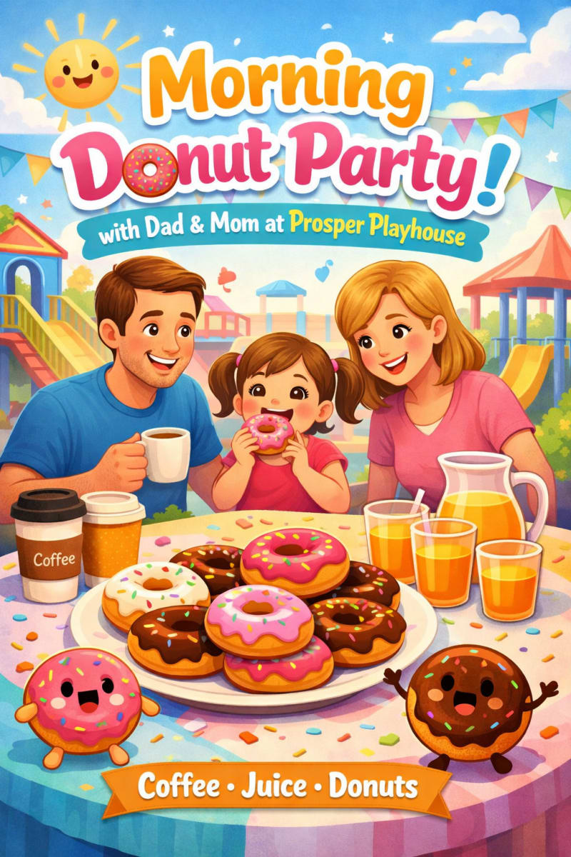 Morning Donut Party with Dad & Mom - Come in Pajamas & have Fun! Photo