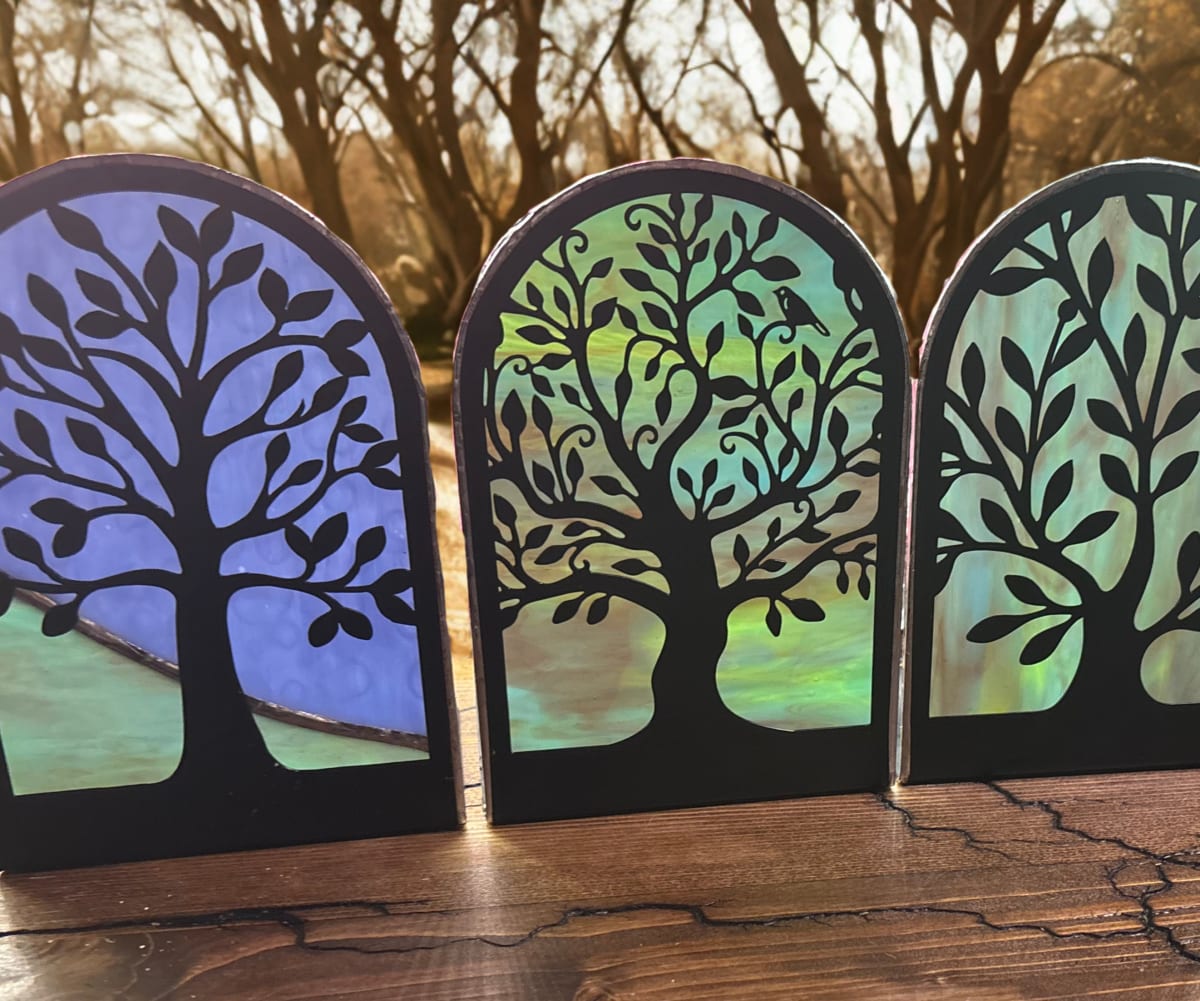 Stained Glass Silhouette Candle Holder with Catherine Photo