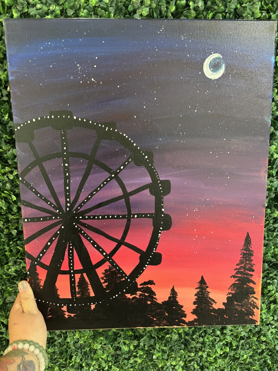 Paint and Sip Canvas Class - Moonlit Midway Sunset Photo