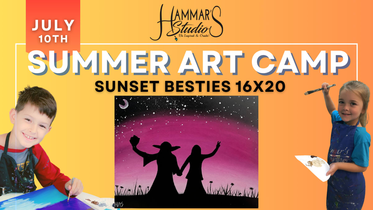 Summer Art Camp:  Sunset Besties 11x14✨🩷 Jul 10th Photo