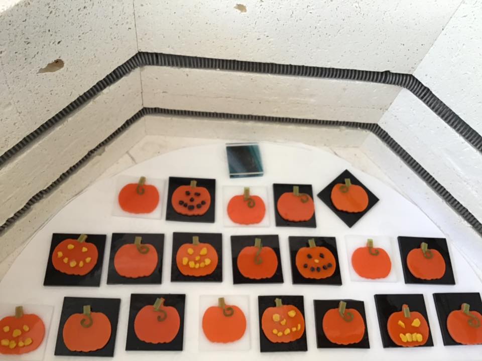 Big & Little Fused Glass Pumpkins Photo