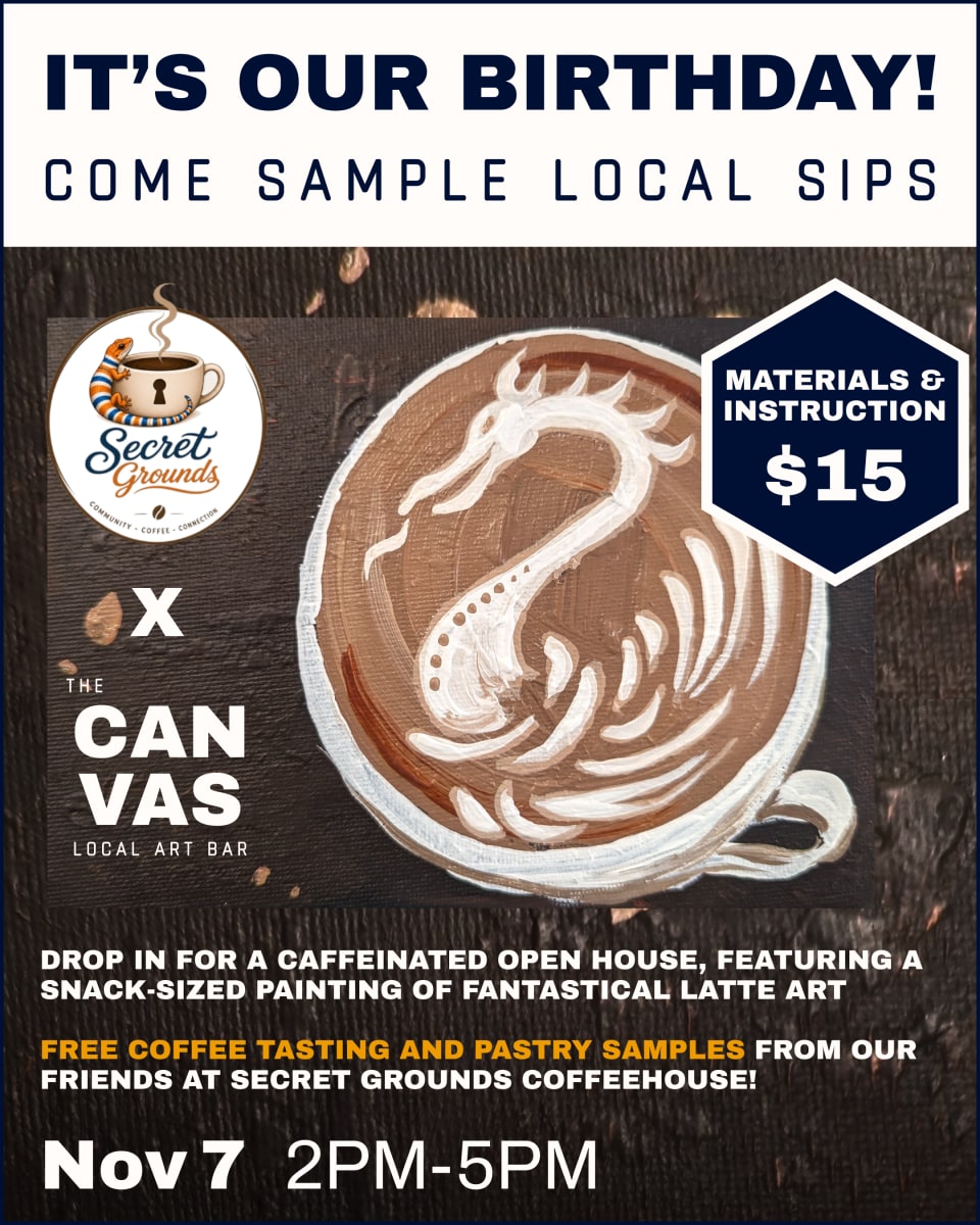 The Canvas: 1 Year Birthday Party! Snack-sized Painting and Coffee Photo