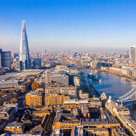 London skyline including The Shard and River Thames