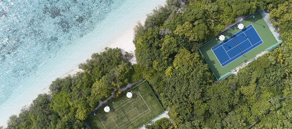 Tennis courts in the jungle, Cheval Blanc Maldives