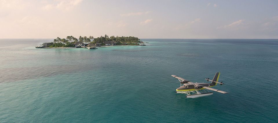 Luxury seaplane experience over the Maldives