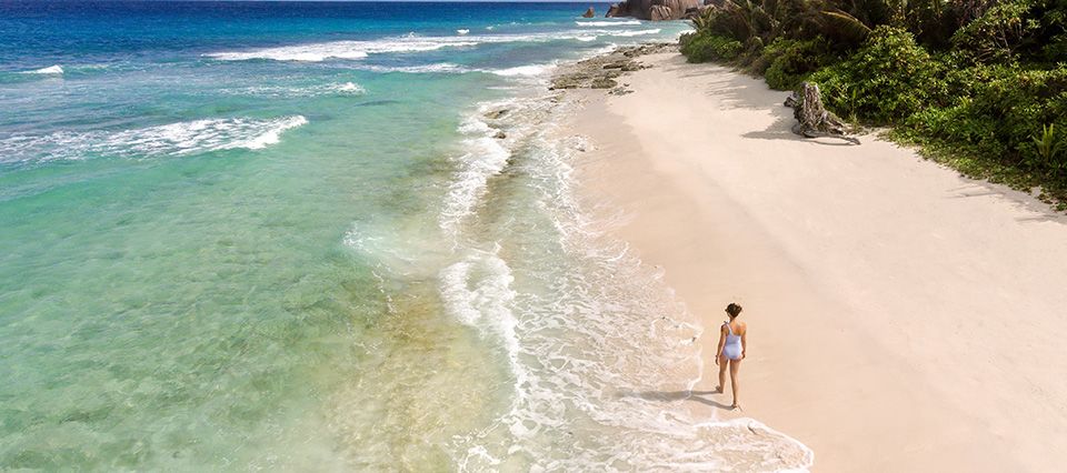 Stunning beach at Six Senses Zip Pasyon Seychelles