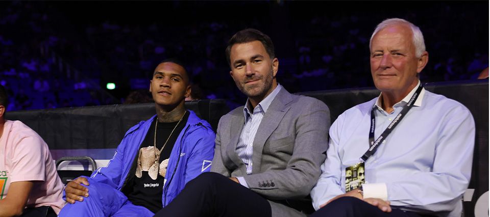 Conor Benn, Eddie Hearn and Barry Hearn ringside