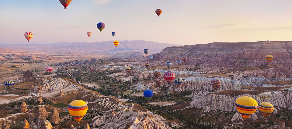 In a hot air balloon in Cappadocia, Turkey