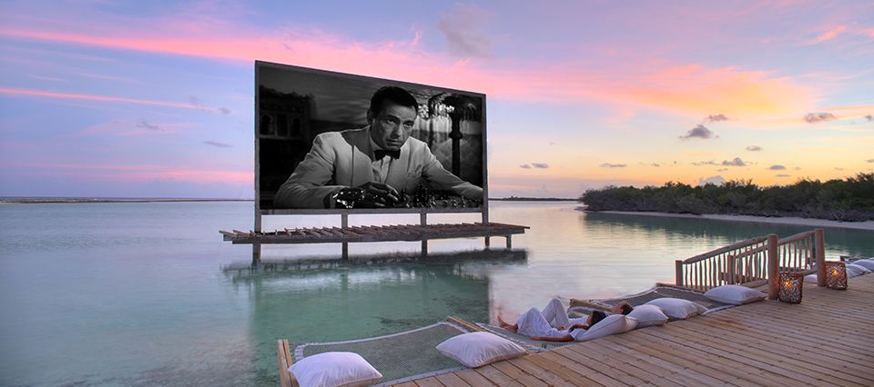 Beachfront cinema at Soneva Jani resort