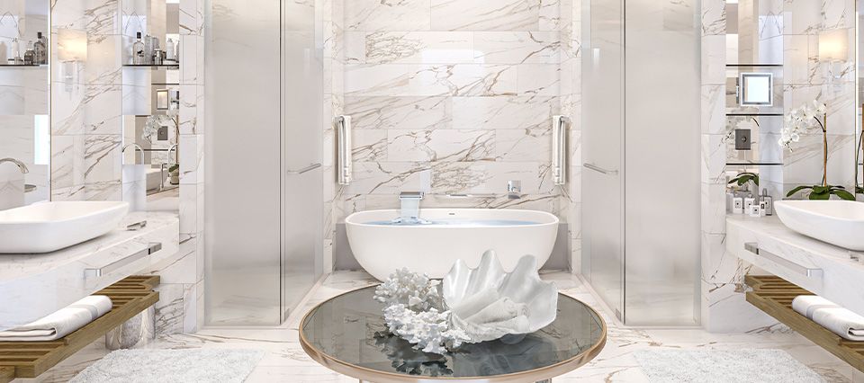 A marble bathroom at Atlantis The Royal