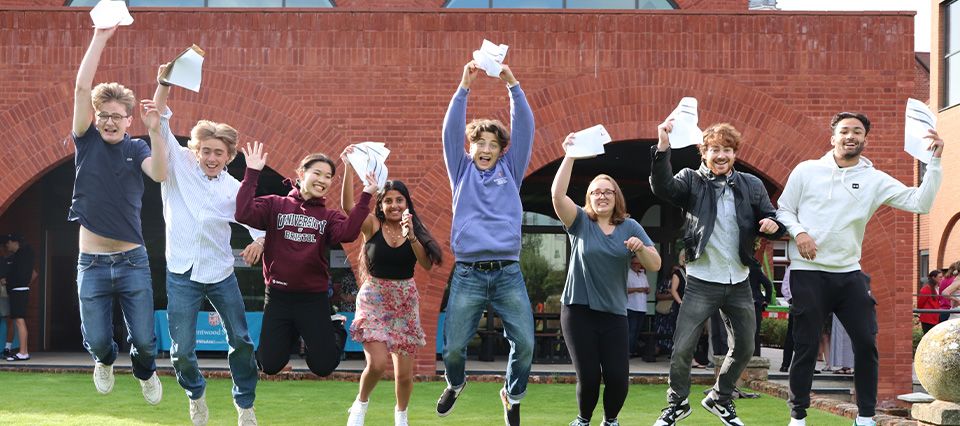 Brentwood School A Level students celebrating their results