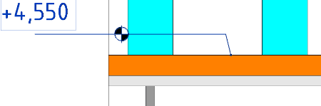 Level symbol +4,550 on a section with two columns above a slab