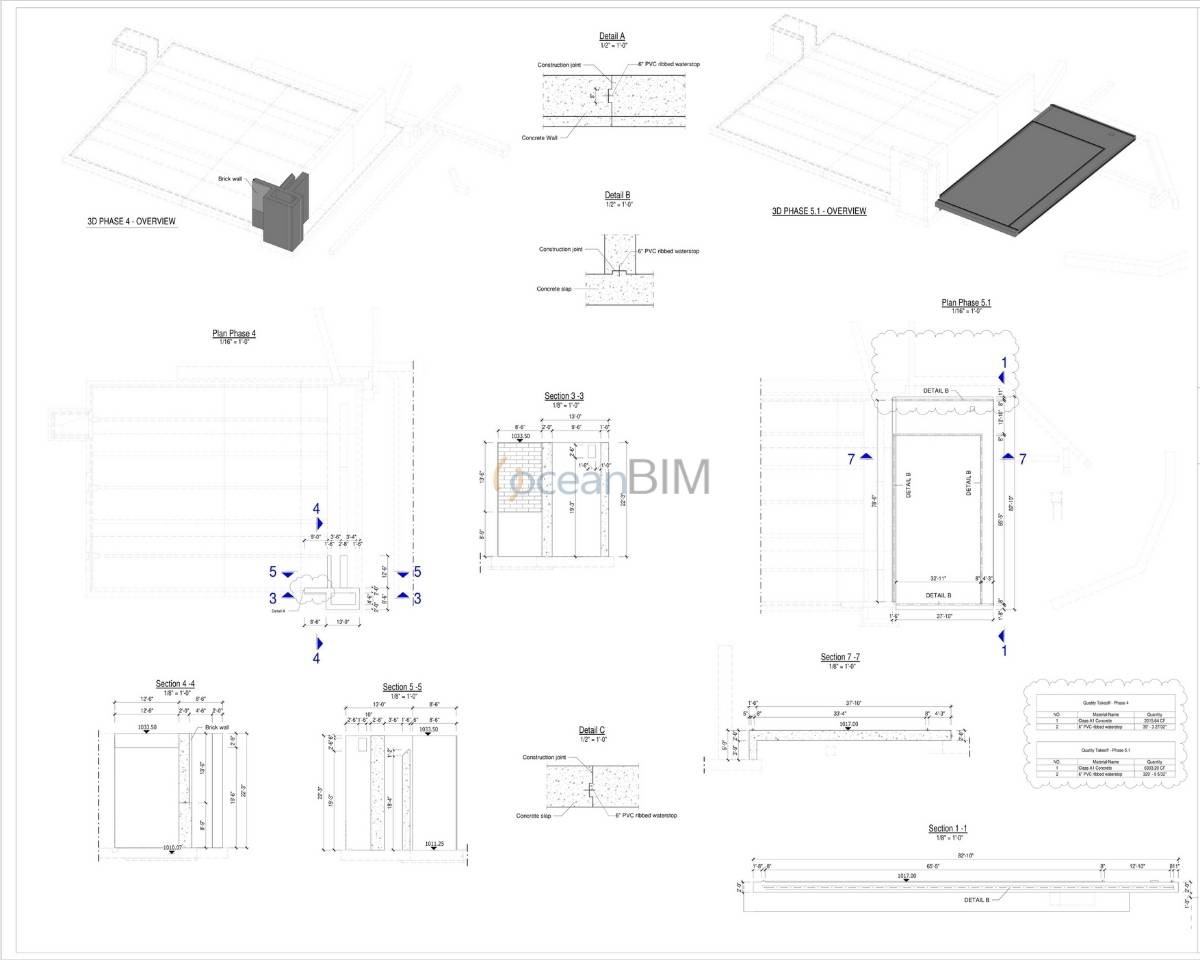 Pourmap drawing sheet with pour sections and details, example 4 of 9