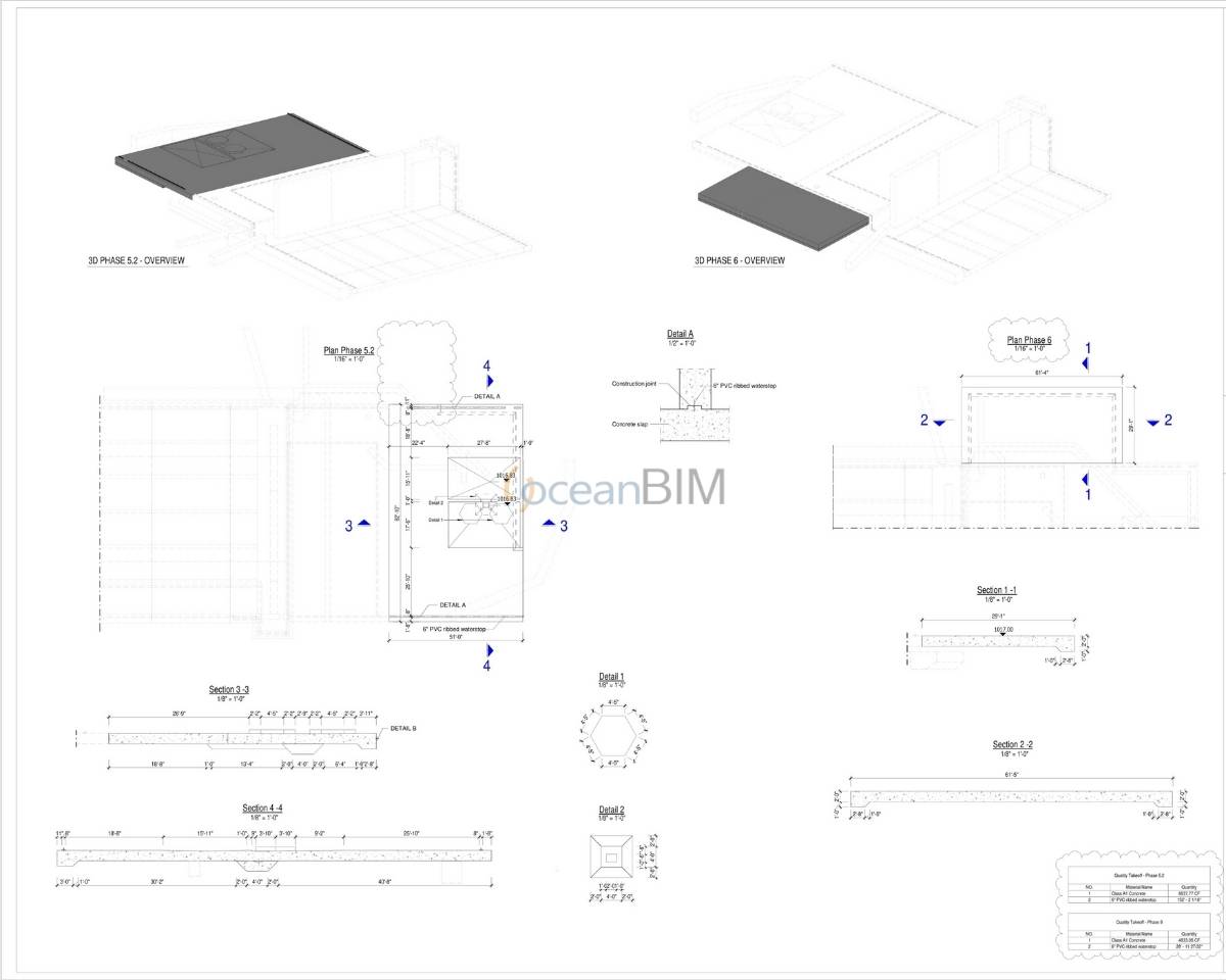 Pourmap drawing sheet with pour sections and details, example 5 of 9