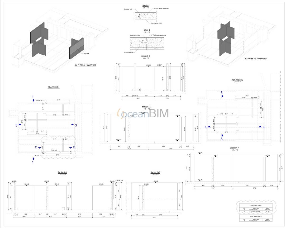Pourmap drawing sheet with pour sections and details, example 7 of 9