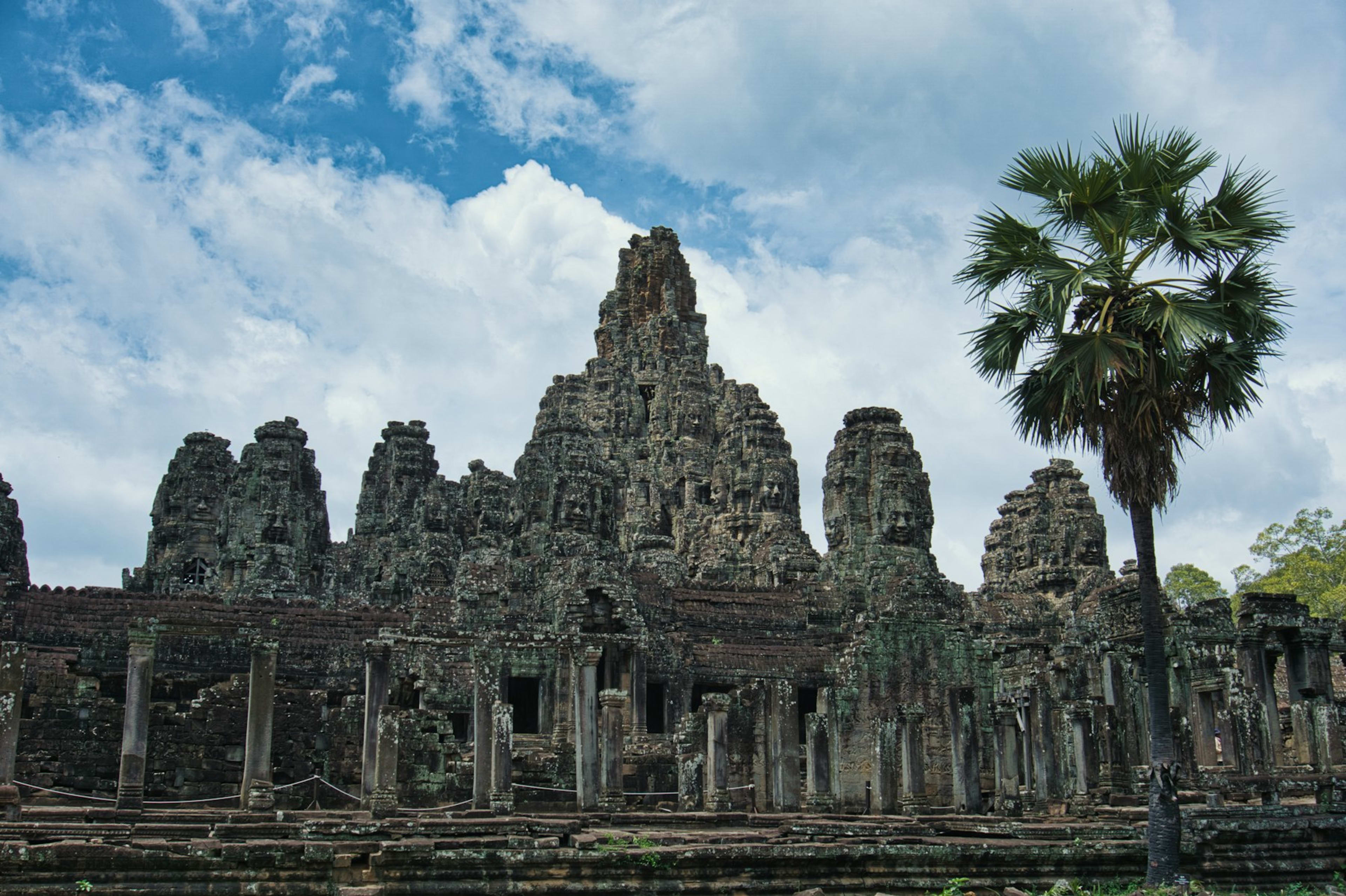 The serene stone faces of the Bayon temple at Angkor Thom