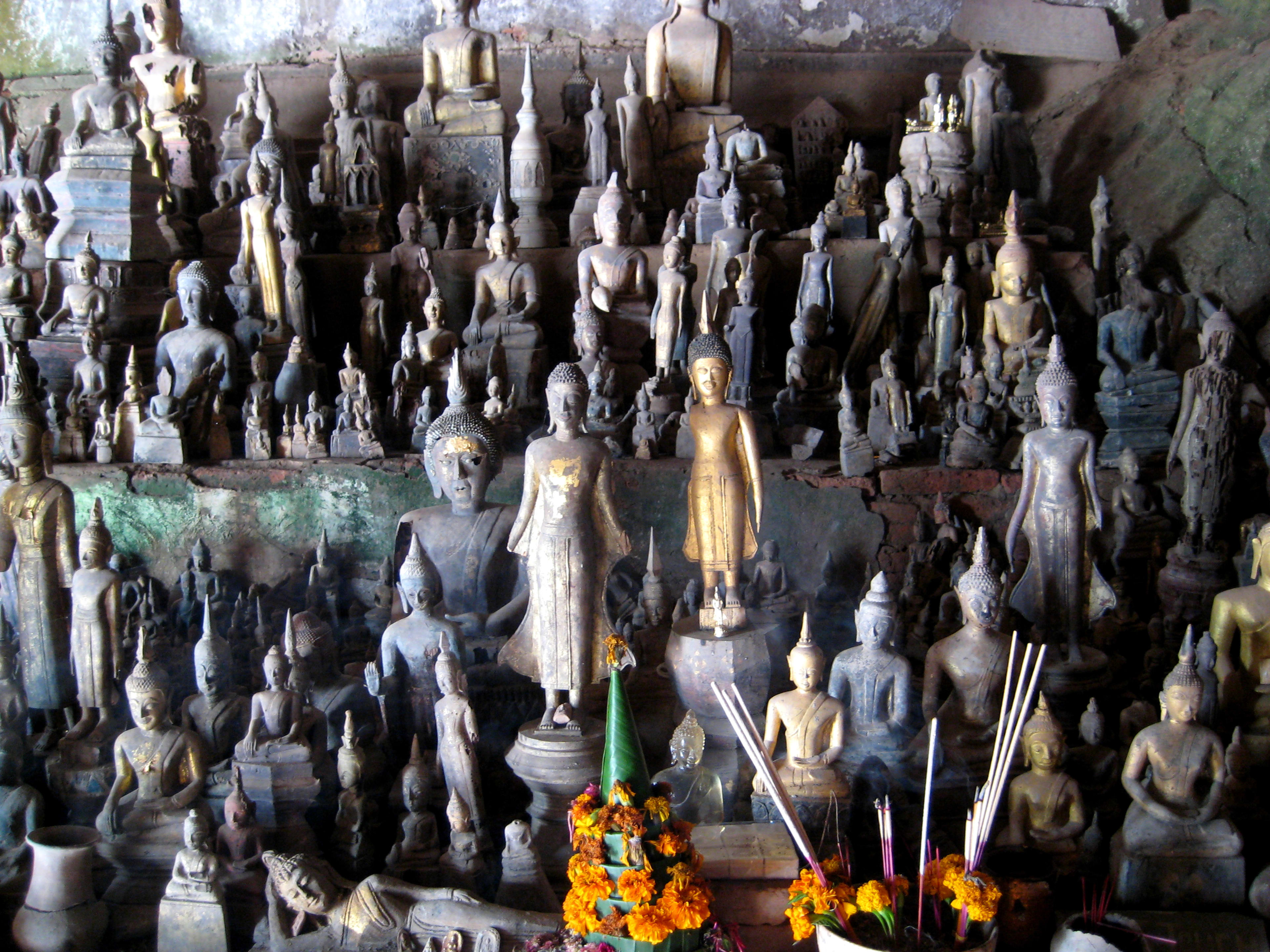 Thousands of Buddha images inside the sacred Pak Ou Caves