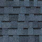 TruDefinition Duration Harbor Blue shingles have an overall color of blue that is achieved by a mix of light blue, dark blue, and black granules.