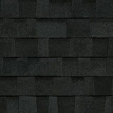 TruDefinition Duration FLEX Onyx Black shingles have an overall color of black that is achieved by a mix of gray, dark gray and black granules.