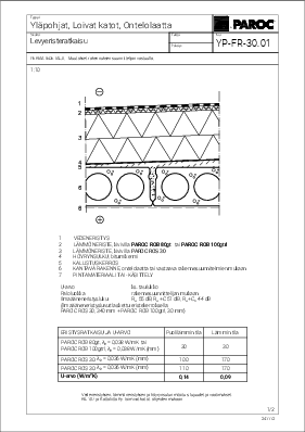 Yläpohjat, Loivat katot, Ontelolaatta, Levyeristeratkaisu (YP-FR-30.01)
