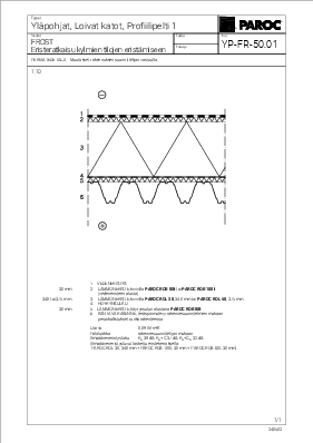 Yläpohjat, Loivat katot, Profiilipelti 1, FROST, Eristeratkaisu kylmien tilojen eristämiseen (YP-FR-50.01)