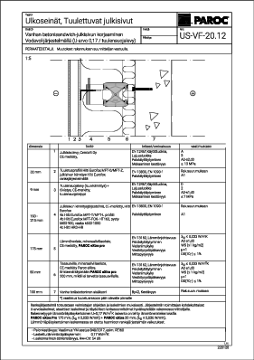 Ulkoseinät, Tuulettuvat julkisivut, Vanhan betonisandwich-julkisivun korjaaminen Vodavol-järjestelmällä, tuulensuojalevy (US-VF-20.12)