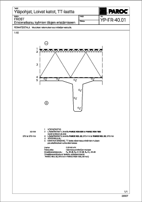 Yläpohjat, Loivat katot, TT-laatta, FROST, Eristeratkaisu kylmien tilojen eristämiseen (YP-FR-40.01)