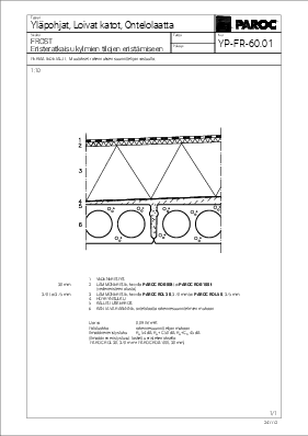 Yläpohjat, Loivat katot, Ontelolaatta, FROST eristeratkaisu kylmien tilojen eristämiseen (YP-FR-60.01)
