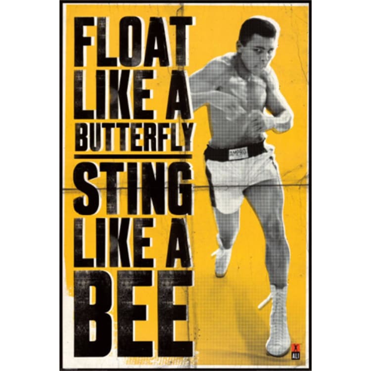Muhammad Ali (Float Like a Butterfly, Sting Like a Bee, Yellow) Sports Poster Print Muhammad Ali (Float Like a Butterfly, Sting Like a Bee, Yellow) Sports Poster Print