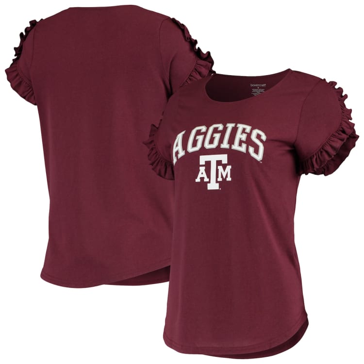 Women's Maroon Texas A&M Aggies Ruffle Sleeve T-Shirt