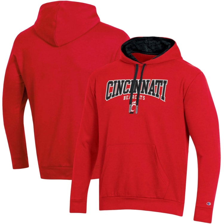 Men's Champion Red Cincinnati Bearcats Arch Over Logo Applique Pullover ...