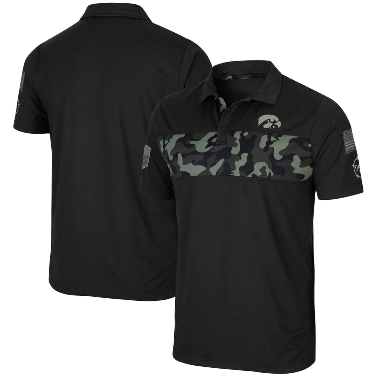 Men's Colosseum Black Iowa Hawkeyes OHT Military Appreciation Helo Polo