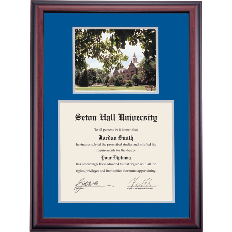 Seton Hall School Color Premier Presidents Hall Photograph Diploma Frame