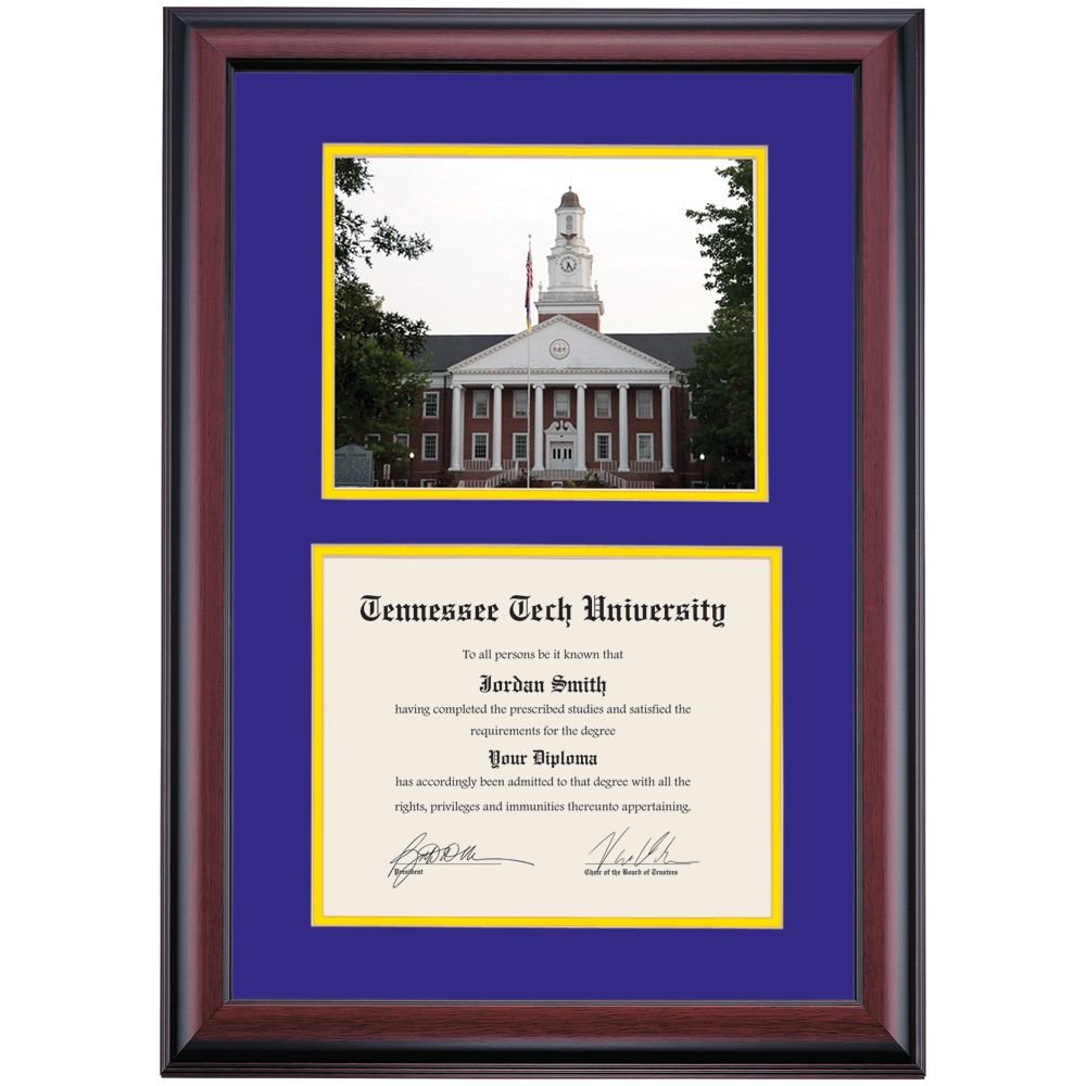 Tennessee Tech School Color Premier Derryberry Hall Photograph Diploma Frame