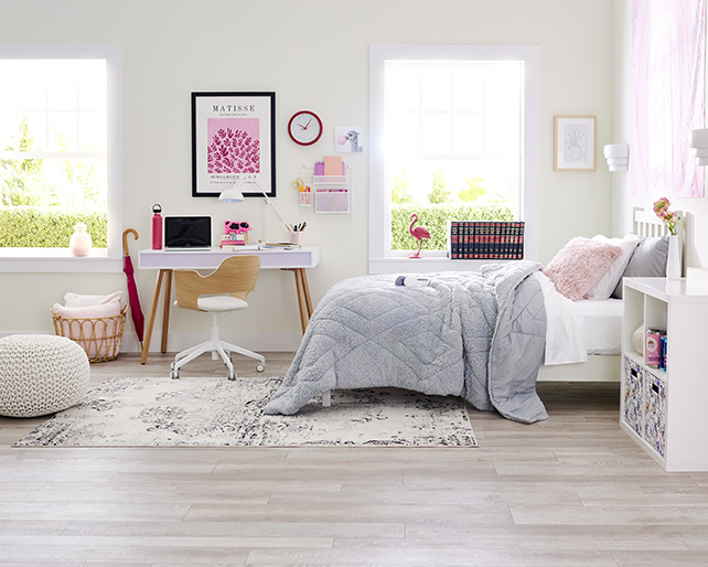 The Kyla Collection Kyla: Pink, Grey & White Dorm Room Bedding Set & Ideas