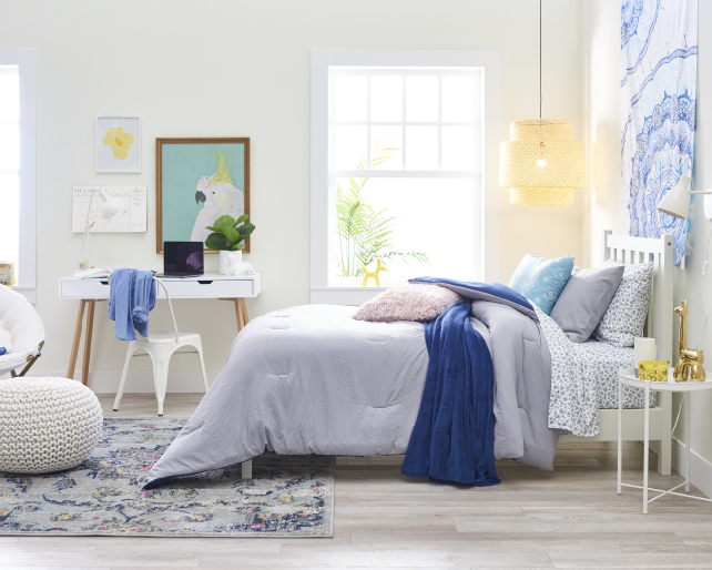The Gracie Collection Gracie: Light Grey & Pastel Dorm Room Bedding Set & Ideas