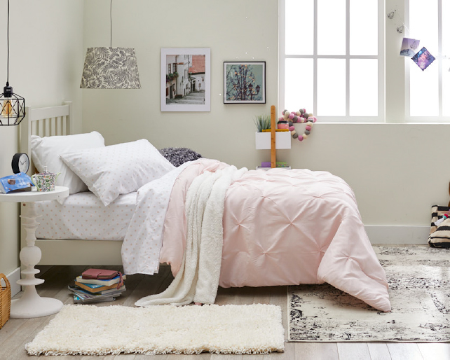 The Paige Collection Paige: Light Pink / White Dorm Room Bedding Set & Ideas