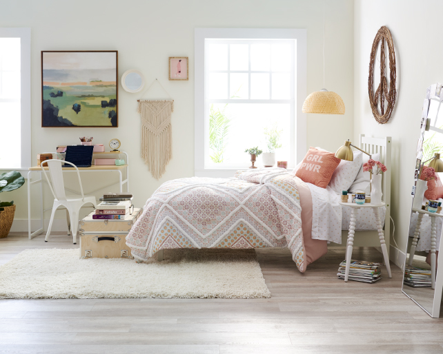 The Bridget Collection Bridget: Boho Pink & White Dorm Room Bedding Set & Ideas