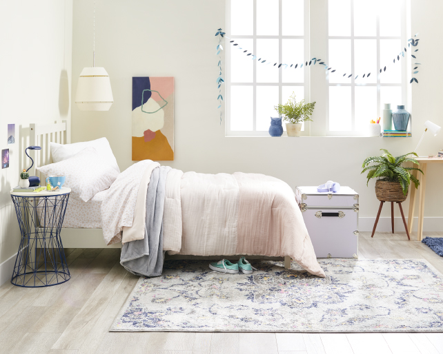 The Mila Collection Mila: Textured Pink & White Dorm Room Bedding Set & Ideas