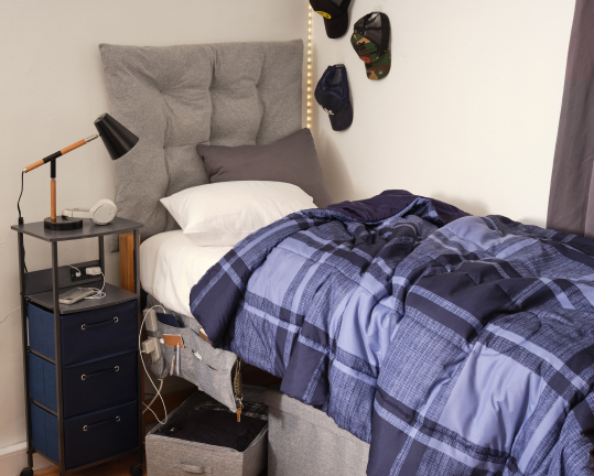 The Wonderland Navy Collection Wonderland Navy: Navy Plaid Dorm Room Bedding Set & Ideas