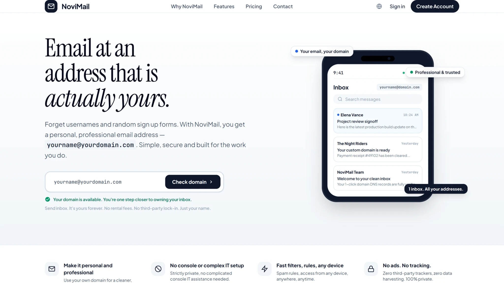 NoviMail desktop web interface